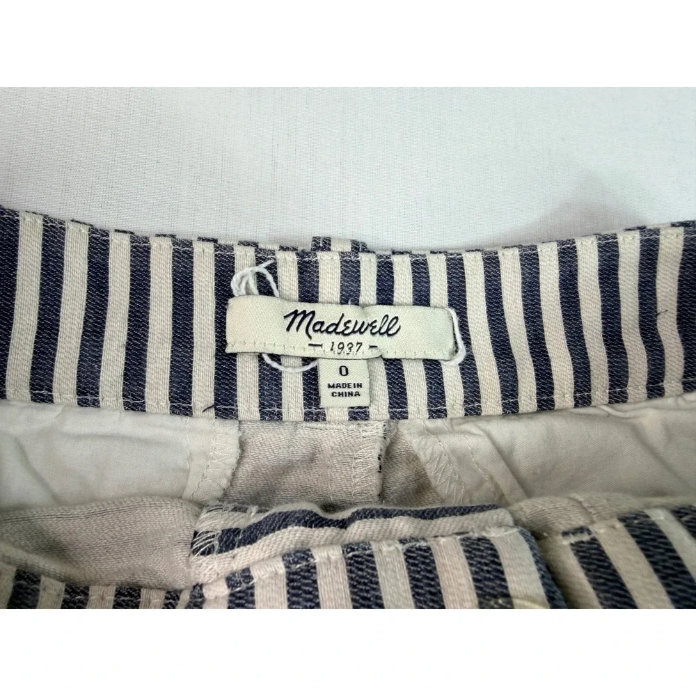 Madewell‎ Striped Mini Skirt Womens Size 0 Black White Pockets Casual